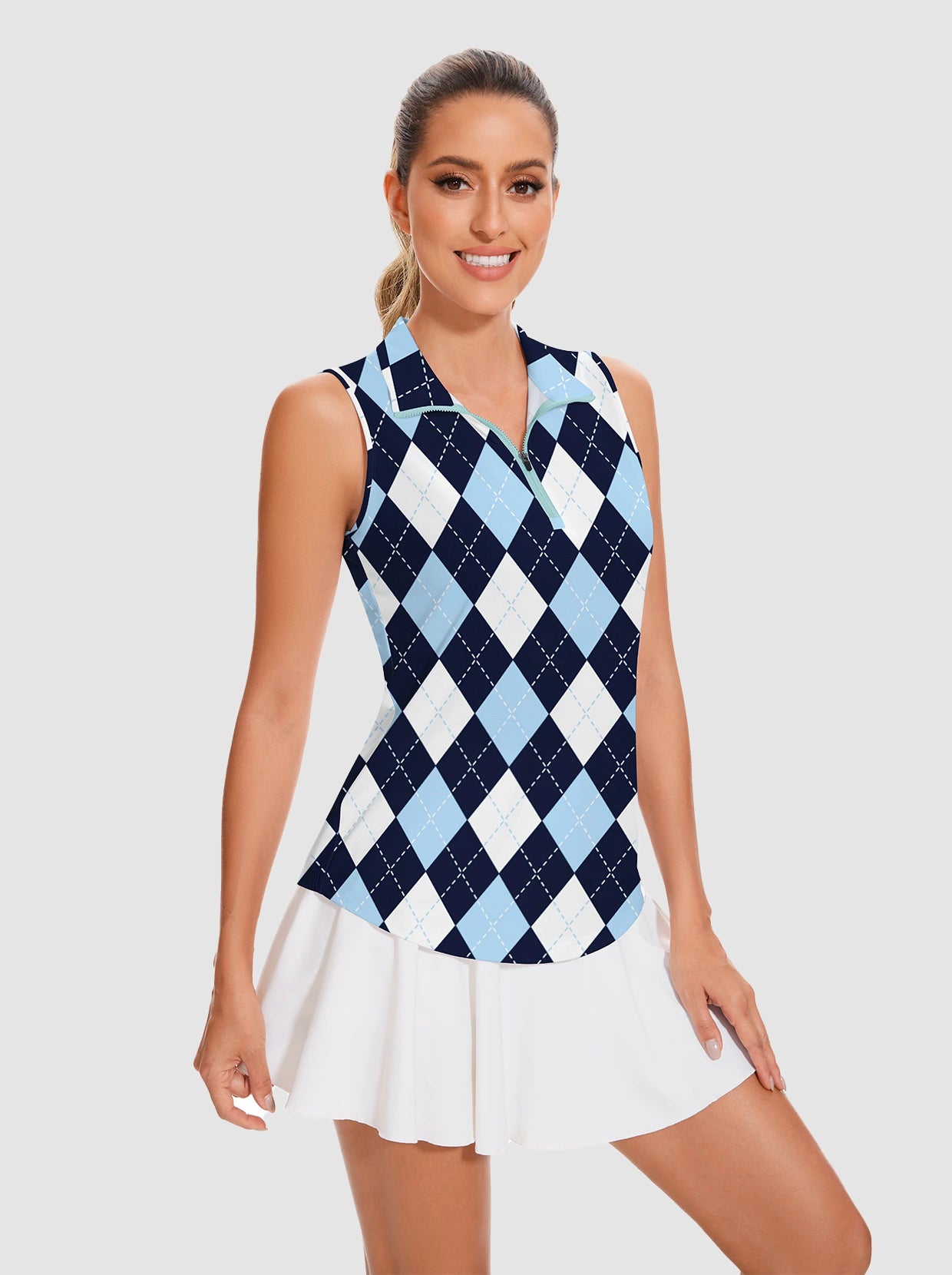 Basic Quarter-zip Sleeveless Polo Shirt