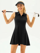 34" Basic Quarter-zip Sleeveless Dress with Shorts