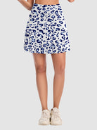 Blue Leopard 18" Pleated Active Skort with Shorts and Pockets