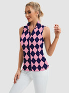 Full-zip Stand-collar Sleeveless Polo Shirts