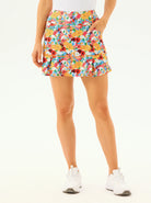 Women's 16" Colorful Floral Pleated Active Skorts with Shorts and Pockets 
